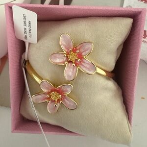 Piper K Gold Toned Floral Cuff Bangle Bracelet